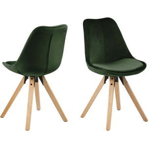 Sada 2 khaki zelených jídelních židlí Actona Damia Velvet