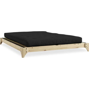 Dvoulůžková postel z borovicového dřeva s matrací a tatami Karup Design Elan Double Latex Natural Clear/Black, 180 x 200 cm