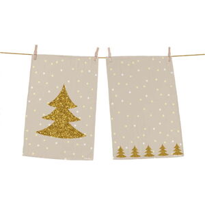 Bavlněné utěrky s vánočním motivem v sadě 2 ks 50x70 cm Gold Tree – Butter Kings