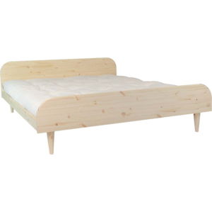 Dvoulůžková postel z borovicového dřeva s matrací Karup Design Twist Comfort Mat Natural Clear/Natural, 160 x 200 cm