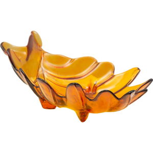 Oranžová miska z recyklovaného skla Mauro Ferretti Leaf, 33 x 20 cm