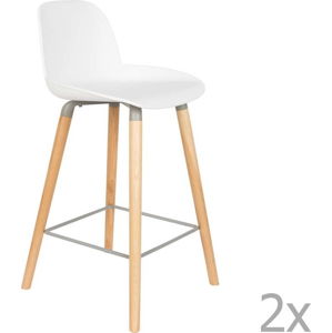 Sada 2 bílých barových židlí Zuiver Albert Kuip, výška sedu 65 cm