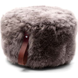 Hnědý puf z ovčí kožešiny s hnědým detailem Royal Dream, Ø 60 cm