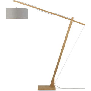 Stojací lampa se světle šedým stínidlem a konstrukcí z bambusu Good&Mojo Montblanc