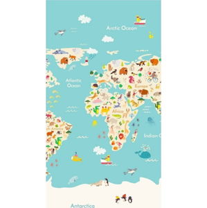 Plážová osuška s potiskem Good Morning Worldmap, 150 x 75 cm