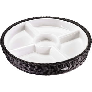 Porcelánová servírovací miska v černém košíku Saleen, ⌀ 28,5 cm