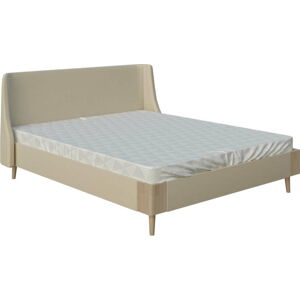Béžová dvoulůžková postel ProSpánek Sara, 160 x 200 cm