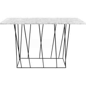 Bílý mramorový konzolový stolek s černými nohami TemaHome Helix, 40 x 120 cm