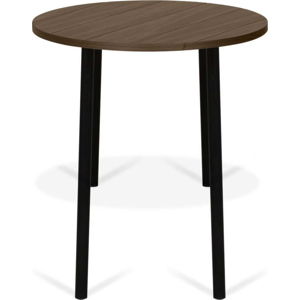 Konferenční stolek v dekoru ořechového dřeva s černými nohami TemaHome Ply, ø 50 cm