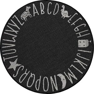 Černý dětský koberec Ragami Letters, ø 160 cm