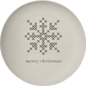 Bílý kameninový talíř Bloomingville Cross Christmas, ⌀ 25 cm