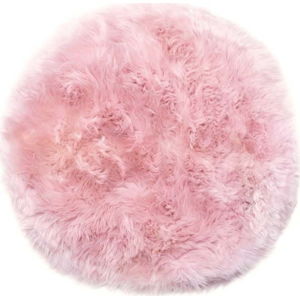 Růžový koberec z ovčí kožešiny Royal Dream Zealand, ⌀ 70 cm