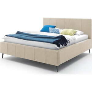 Béžová čalouněná dvoulůžková postel s úložným prostorem s roštem 180x200 cm Lizzano – Meise Möbel