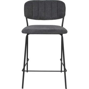 Sada 2 tmavě šedých barových židlí s černými nohami White Label Jolien, výška 89 cm