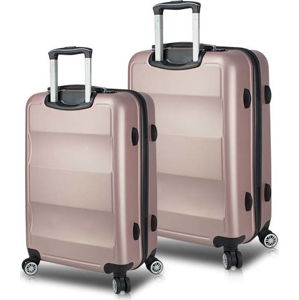 Sada 2 růžových cestovních kufrů na kolečkách s USB porty My Valice LASSO Cabin & Medium