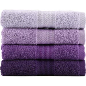 Sada 4 fialových bavlněných ručníků Foutastic, 50 x 90 cm