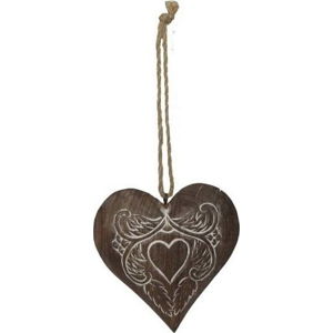 Dřevěná závěsná dekorace ve tvaru srdce Antic Line Julie