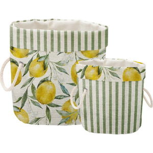 Sada 2 dekorativních košů Linen Couture Lemons And Stripes