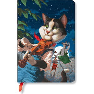 Linkovaný zápisník s tvrdou vazbou Paperblanks Cat and the Fiddle, 12 x 17 cm