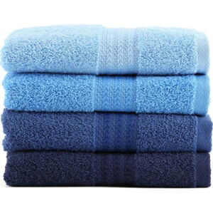 Sada 4 modrých bavlněných ručníků Rainbow Sky, 50 x 90 cm
