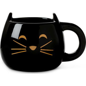 Černý keramický hrnek Tri-Coastal Design Kitty, 350 ml