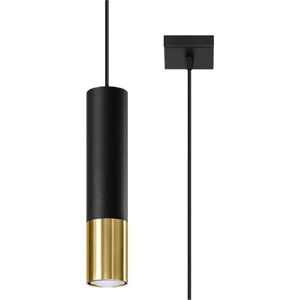 Závěsné svítidlo s kovovým stínidlem v černo-zlaté barvě 8x8 cm Longbot - Nice Lamps