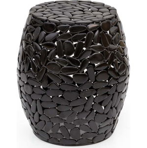 Černý odkládací stolek WOOX LIVING Floral, ⌀ 40 cm