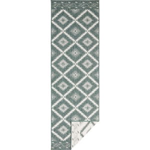 Zeleno-krémový venkovní koberec Bougari Malibu, 250 x 80 cm