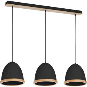 Černé závěsné svítidlo s dřevěnými detaily Homemania Studio Tres