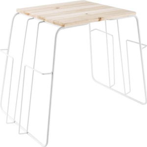 Bílý odkládací stolek s možností uložení časopisů Leitmotiv Wired