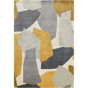 Ručně tkaný koberec z recyklovaných vláken v okrově žluté a šedé barvě 160x230 cm Romy – Asiatic Carpets