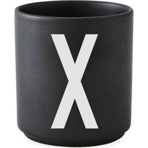 Černý porcelánový šálek Design Letters Alphabet X, 250 ml