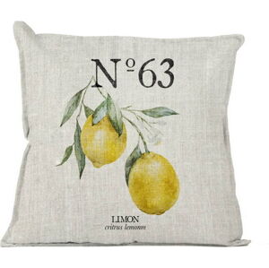 Žlutý dekorativní polštář Linen Couture Lino Lemons, 45 x 45 cm