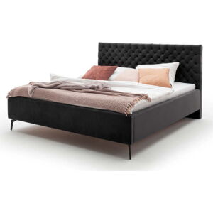 Černá čalouněná dvoulůžková postel s úložným prostorem s roštem 180x200 cm La Maison – Meise Möbel