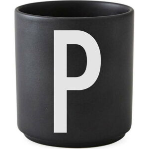 Černý porcelánový šálek Design Letters Alphabet P, 250 ml