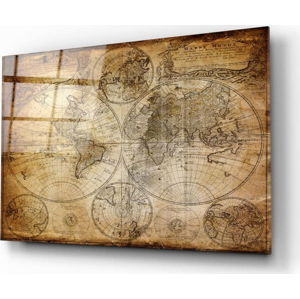 Skleněný obraz Insigne World Map, 110 x 70 cm
