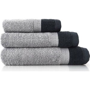 Sada 3 šedých bavlněných ručníků Ethere Banda Antracita