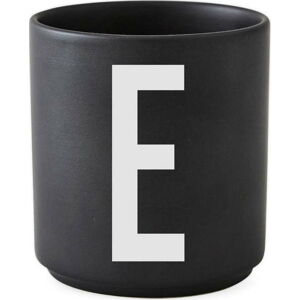 Černý porcelánový šálek Design Letters Alphabet E, 250 ml