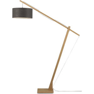Stojací lampa s tmavě šedým stínidlem a konstrukcí z bambusu Good&Mojo Montblanc