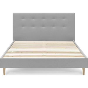 Světle šedá čalouněná dvoulůžková postel s roštem 160x200 cm Rory – Bobochic Paris
