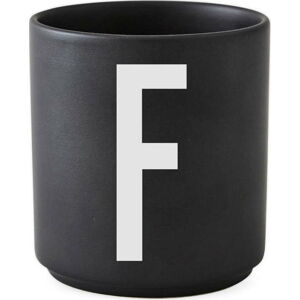 Černý porcelánový šálek Design Letters Alphabet F, 250 ml