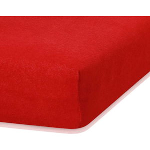Červené elastické prostěradlo s vysokým podílem bavlny AmeliaHome Ruby, 140/160 x 200 cm