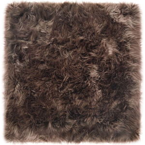 Hnědý koberec z ovčí kožešiny Royal Dream Zealand Square, 70 x 70 cm