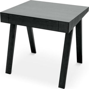 Černý stůl s nohami z jasanového dřeva EMKO, 80 x 70 cm