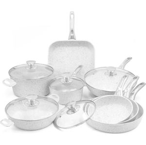 8dílný set nádobí s rukojetí ve stříbrné barvě a poklicemi Bisetti Stonewhite Giada