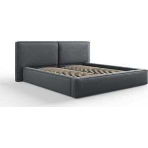 Tmavě šedá čalouněná dvoulůžková postel s úložným prostorem a roštem 180x200 cm Arendal – Cosmopolitan Design