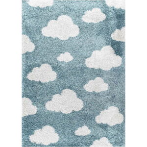 Modrý antialergenní dětský koberec 230x160 cm Clouds - Yellow Tipi