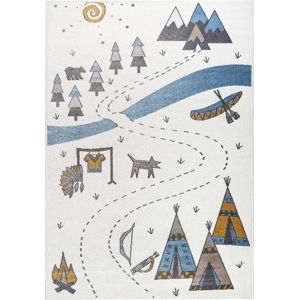 Světlý koberec s indiánským motivem KICOTI Beige, 160 x 230 cm