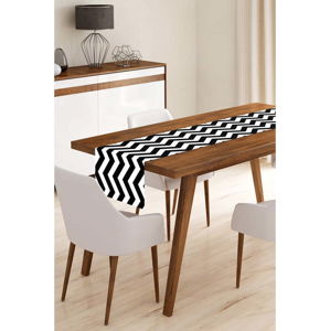 Běhoun na stůl z mikrovlákna Minimalist Cushion Covers Black Stripes, 45 x 140 cm