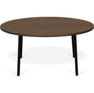 Konferenční stolek v dekoru ořechového dřeva s černými nohami TemaHome Ply, ø 80 cm